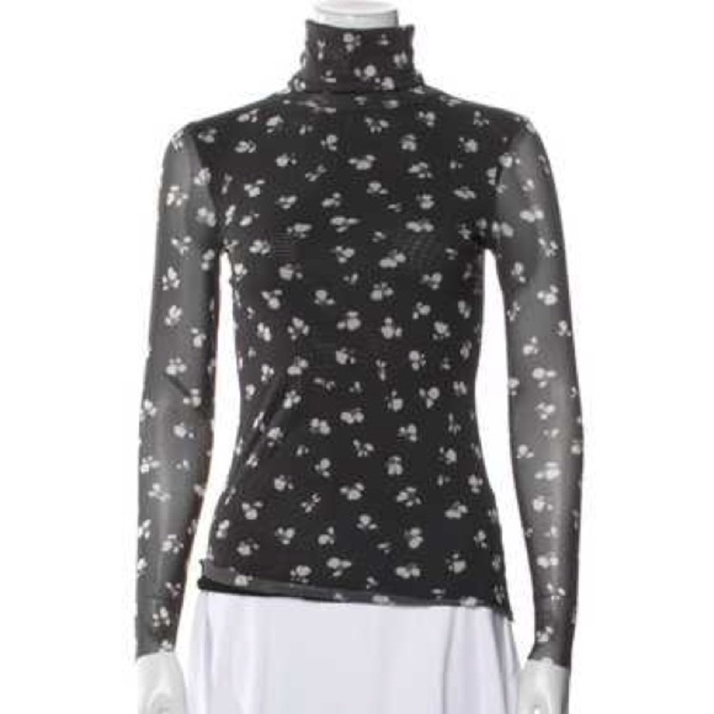Ganni Black Floral Long Sleeve Top